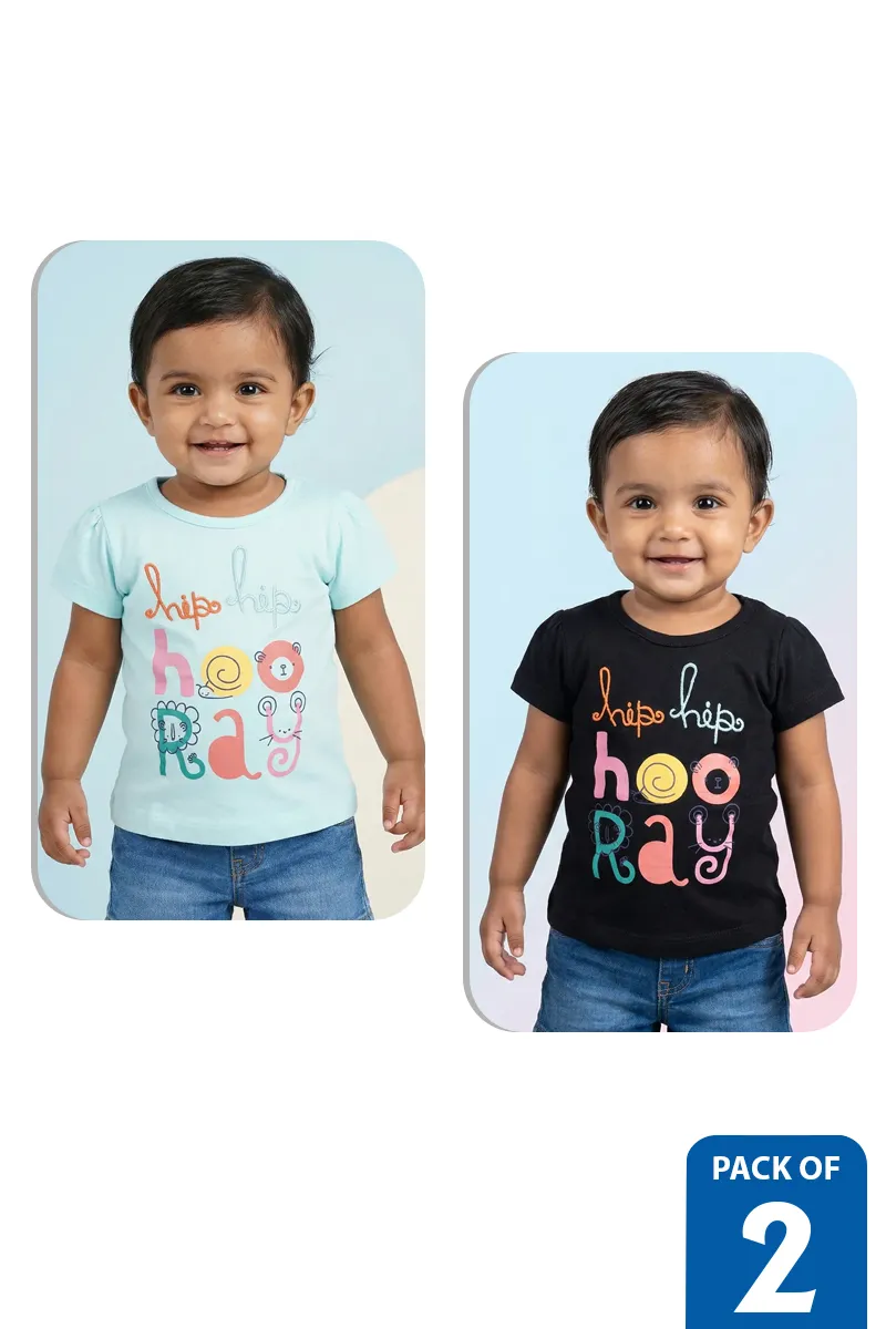 Pack of 2 T-Shirts for Baby Girl - Multicolor