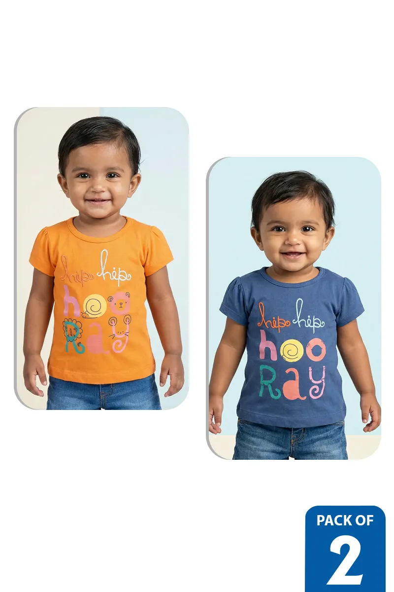 Pack of 2 T-Shirts for Baby Girl - Multicolor