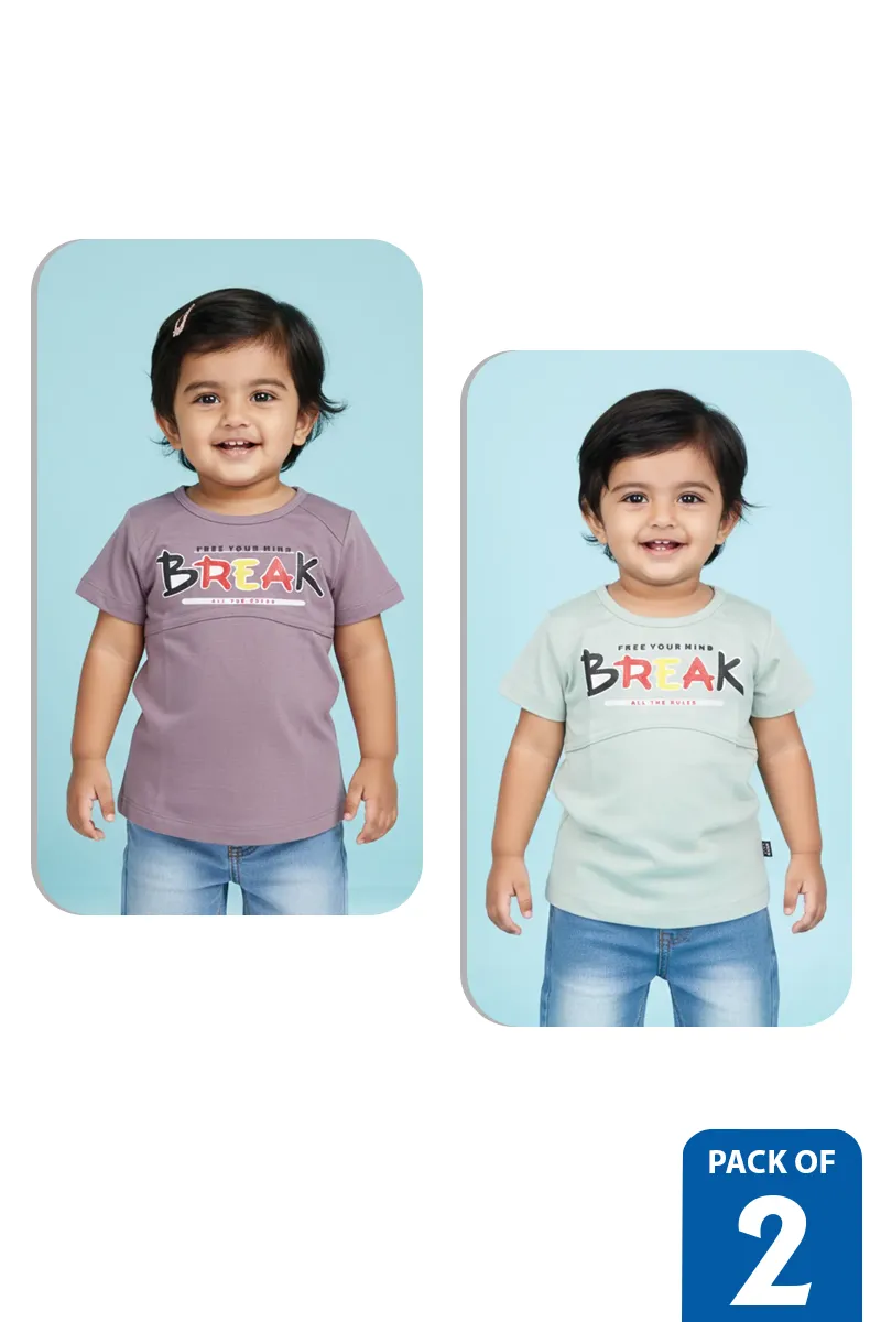 Pack of 2 T-Shirts for Baby Girl - Multicolor