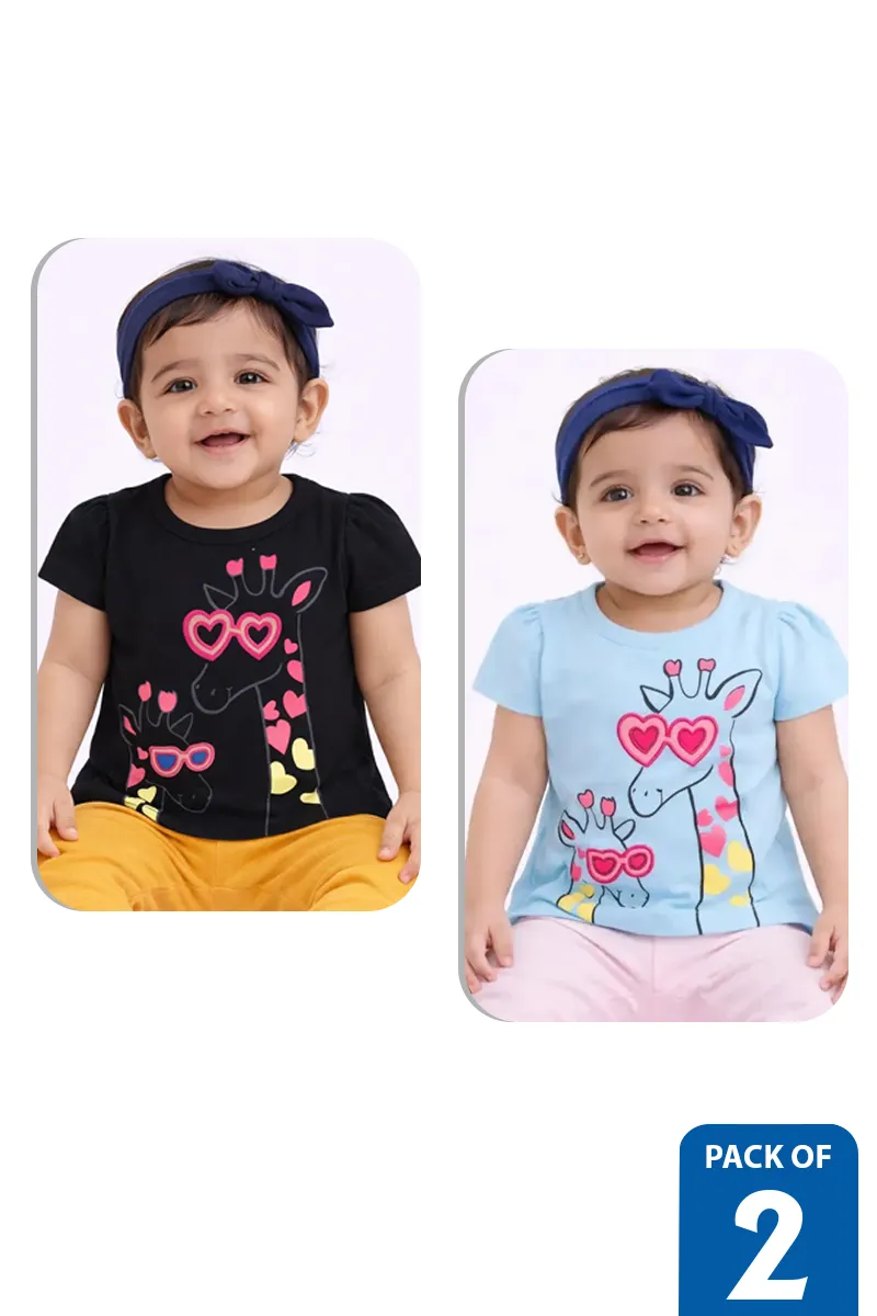 Pack of 2 T-Shirts for Baby Girl - Multicolor