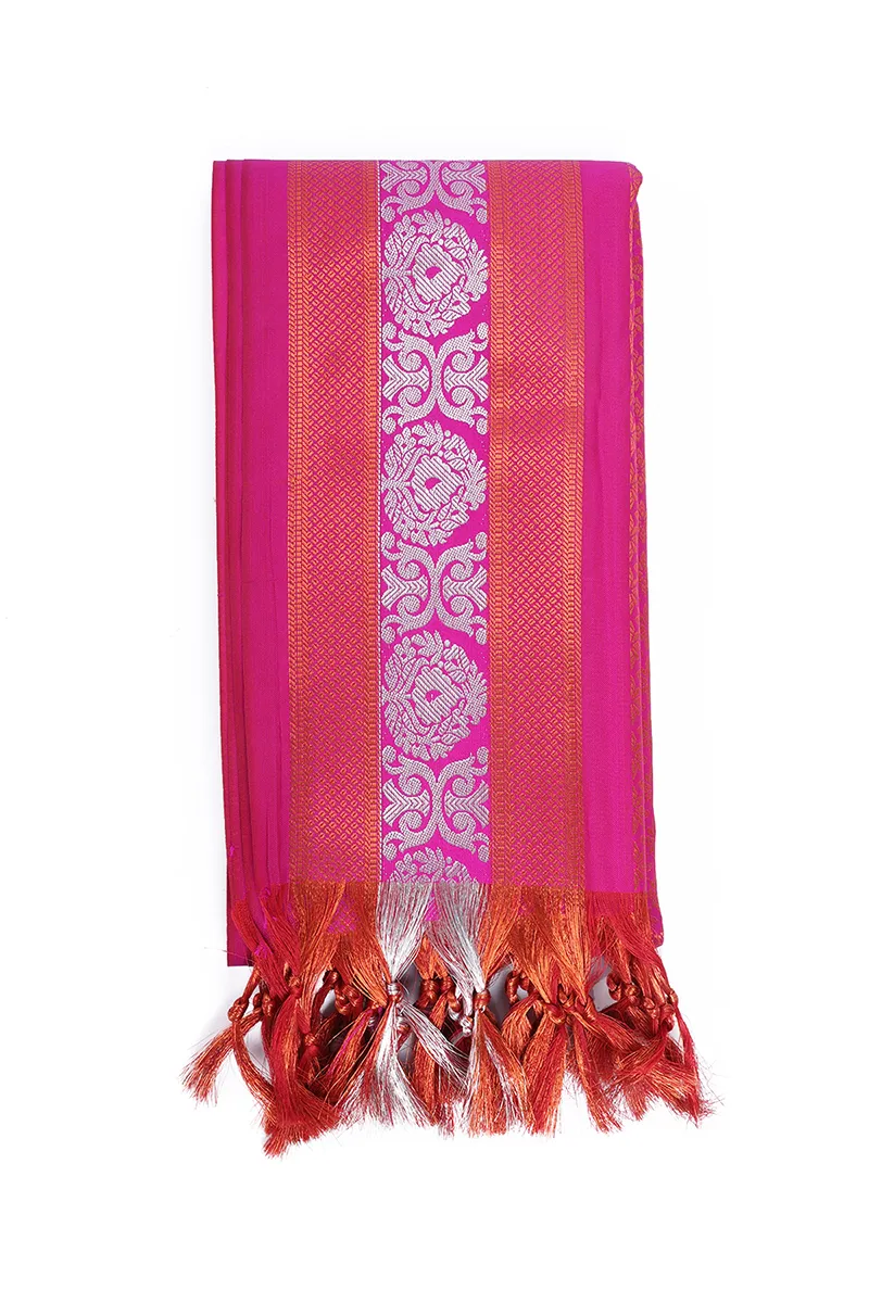 Zari Silk Woven Design Shawl with Tassels CLACC0001PIN