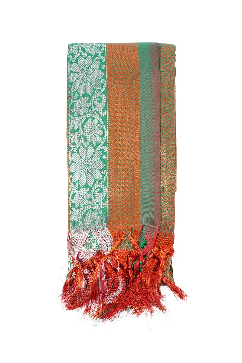 Zari Silk Woven Design Shawl with Tassels CLACC0002GRE
