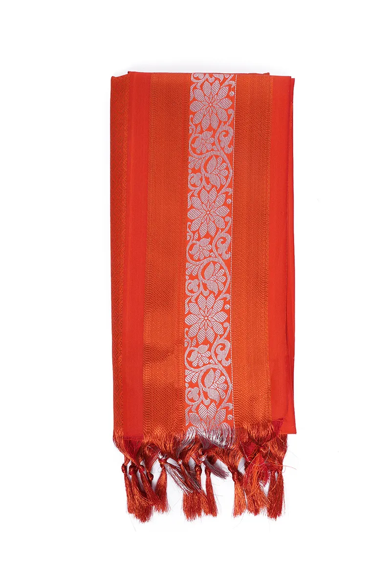 Zari Silk Woven Design Shawl (Ponnadai) with Tassels 