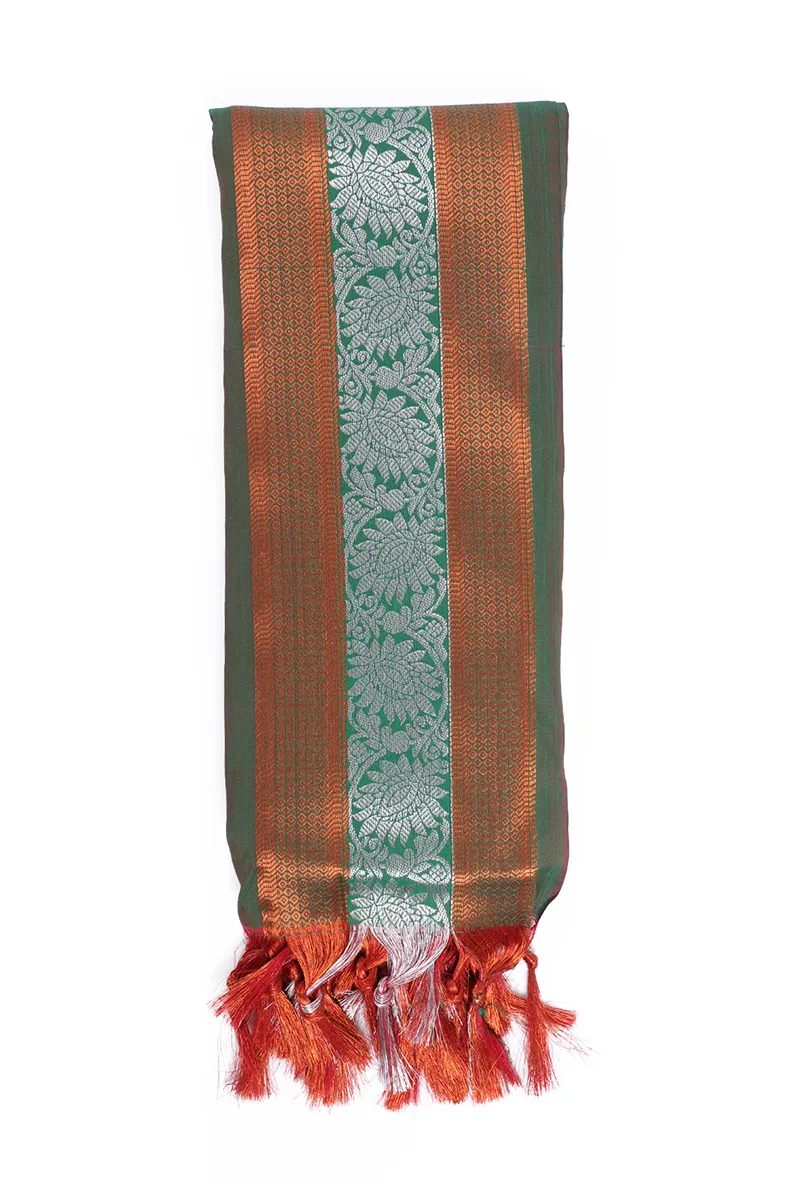 Zari Silk Woven Design Shawl (Ponnadai) with Tassels 