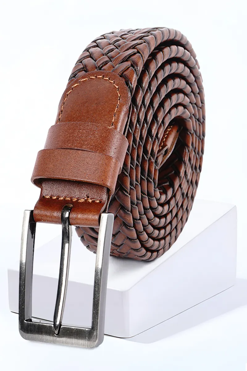 Men's Self Designed Braided Leather Belt CLACC106DARONE