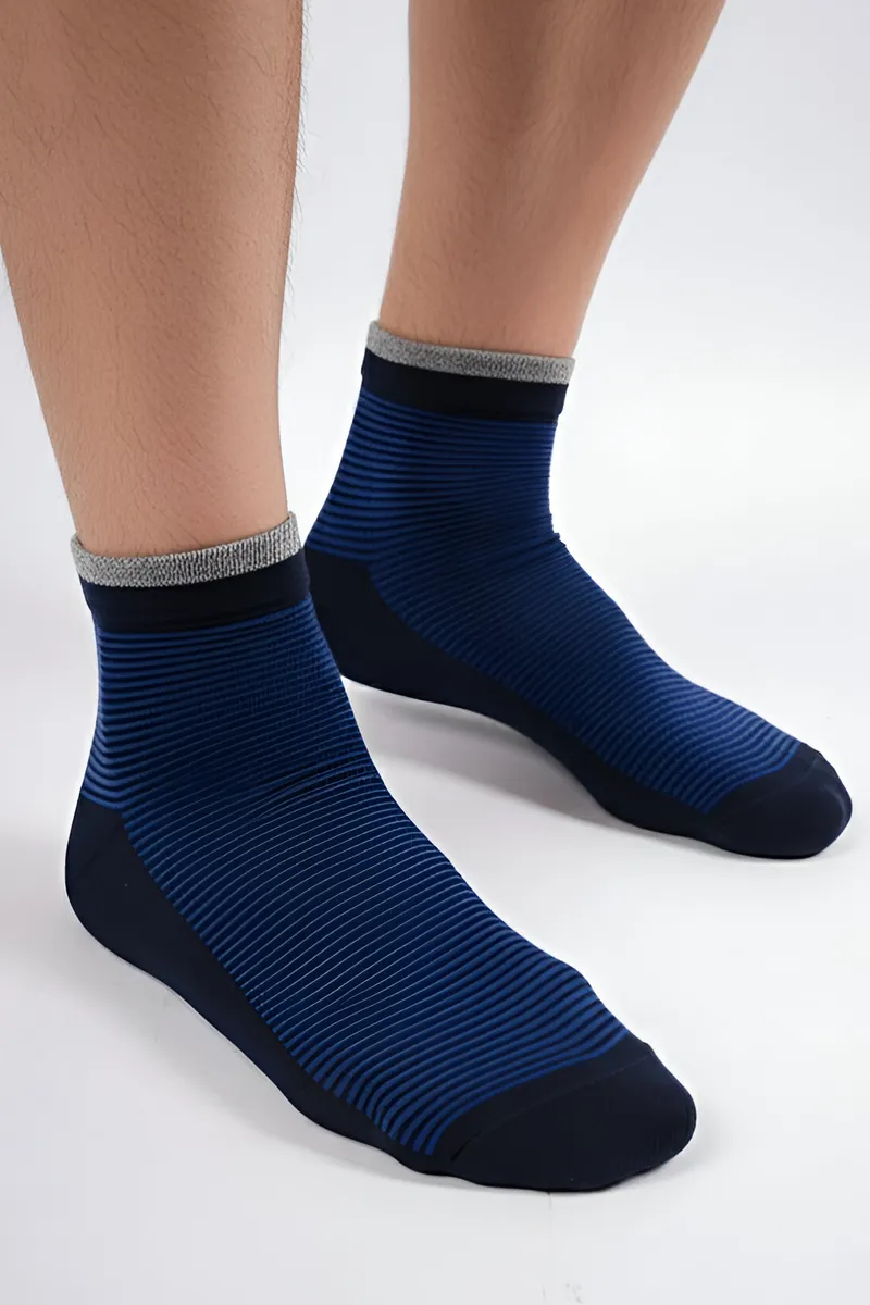 Cotton Striped Above Ankle Length Socks for Men CLACC11BLUFREE