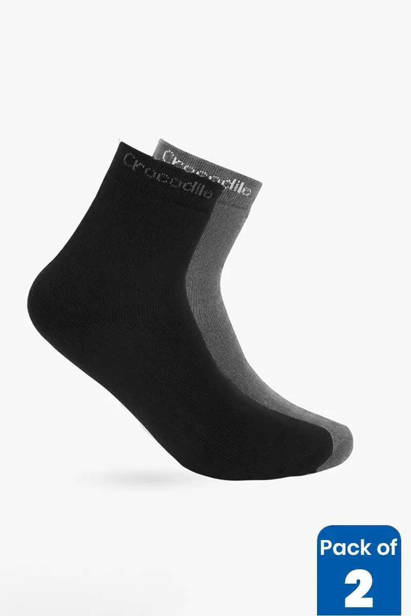 Men's Cotton Solid Above Ankle Socks - Pack of 2
