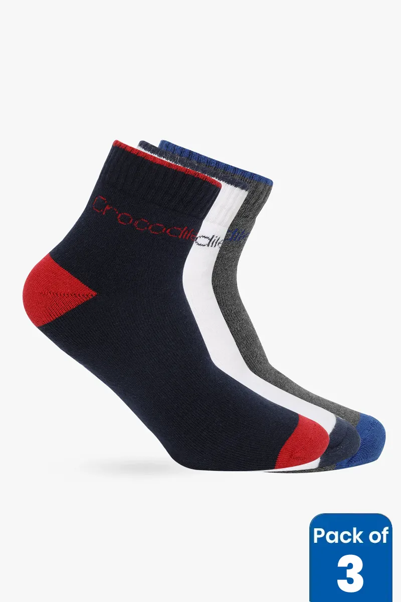 Men's Cotton Printed Above Ankle Socks - Pack of 3