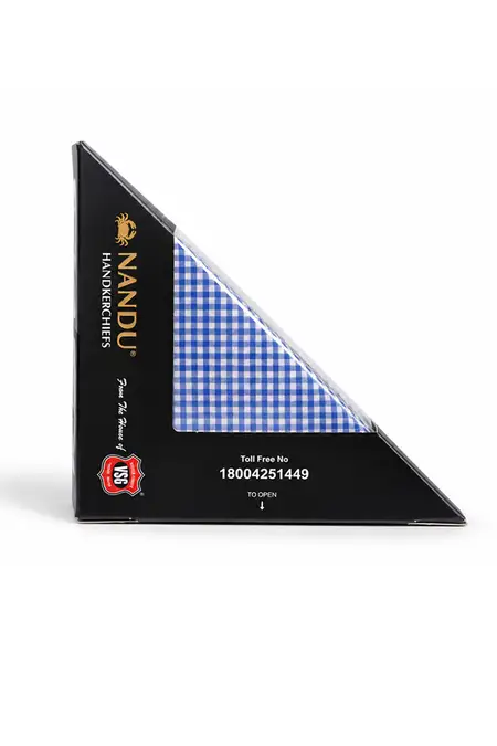 Nandu Elite Ready-to-Use Checkered Cotton Handkerchiefs - Pack of 3