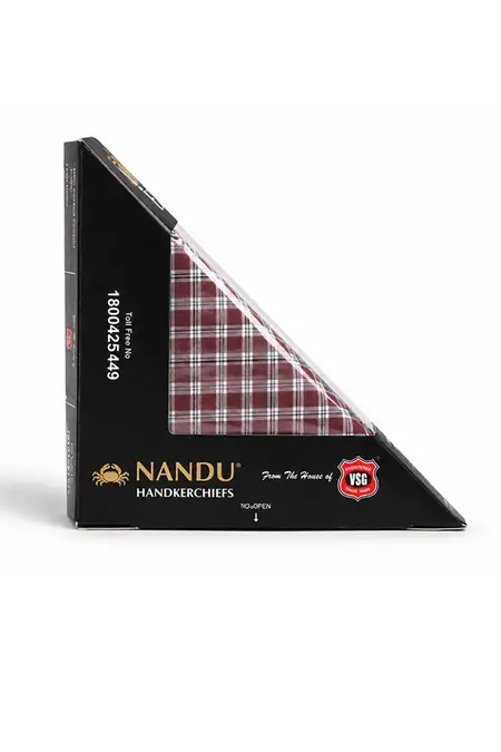Nandu Elite Ready-to-Use Checkered Cotton Handkerchiefs - Pack of 3