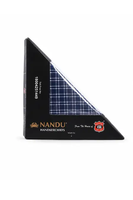 Nandu Elite Ready-to-Use Checkered Cotton Handkerchiefs - Pack of 3