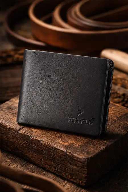 Men's Soild Leather Two Fold Wallet
