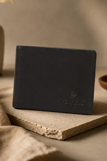 Men's Soild Leather Two Fold Wallet