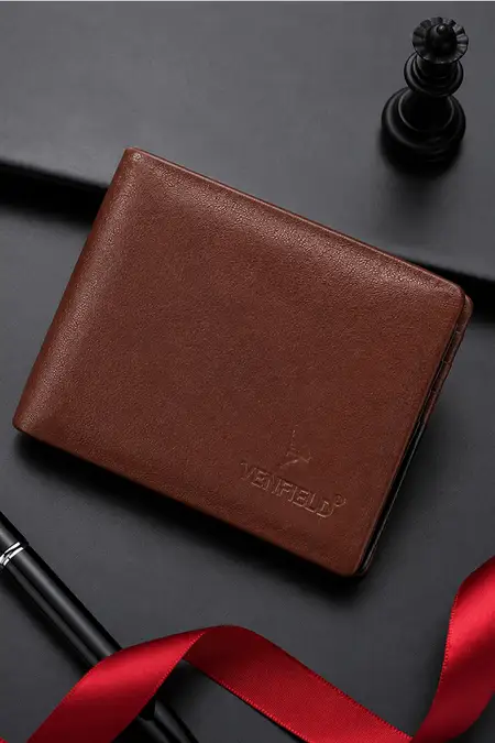 Men's Soild Leather Two Fold Wallet