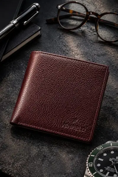 Men's Soild Leather Two Fold Wallet