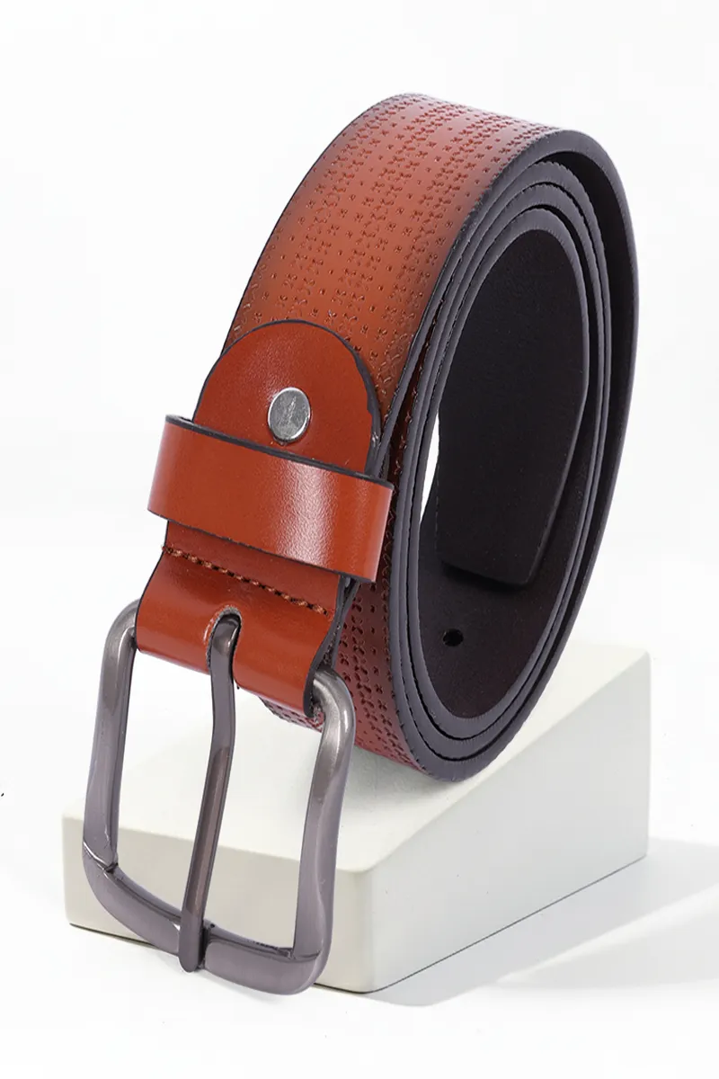 Men's PU Textured Casual Belt CLACC26TAN30