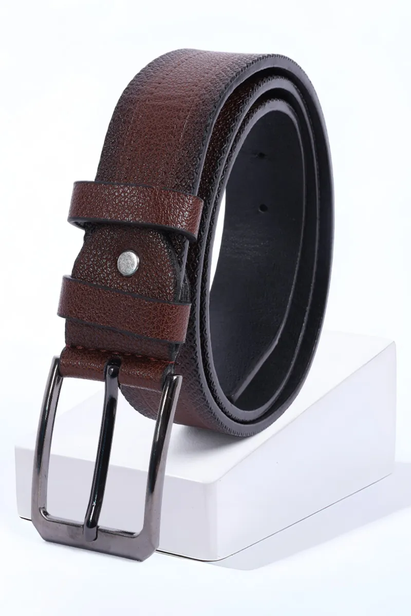 Men's Textured Synthetic Leather Belt CLACC51TAN3034
