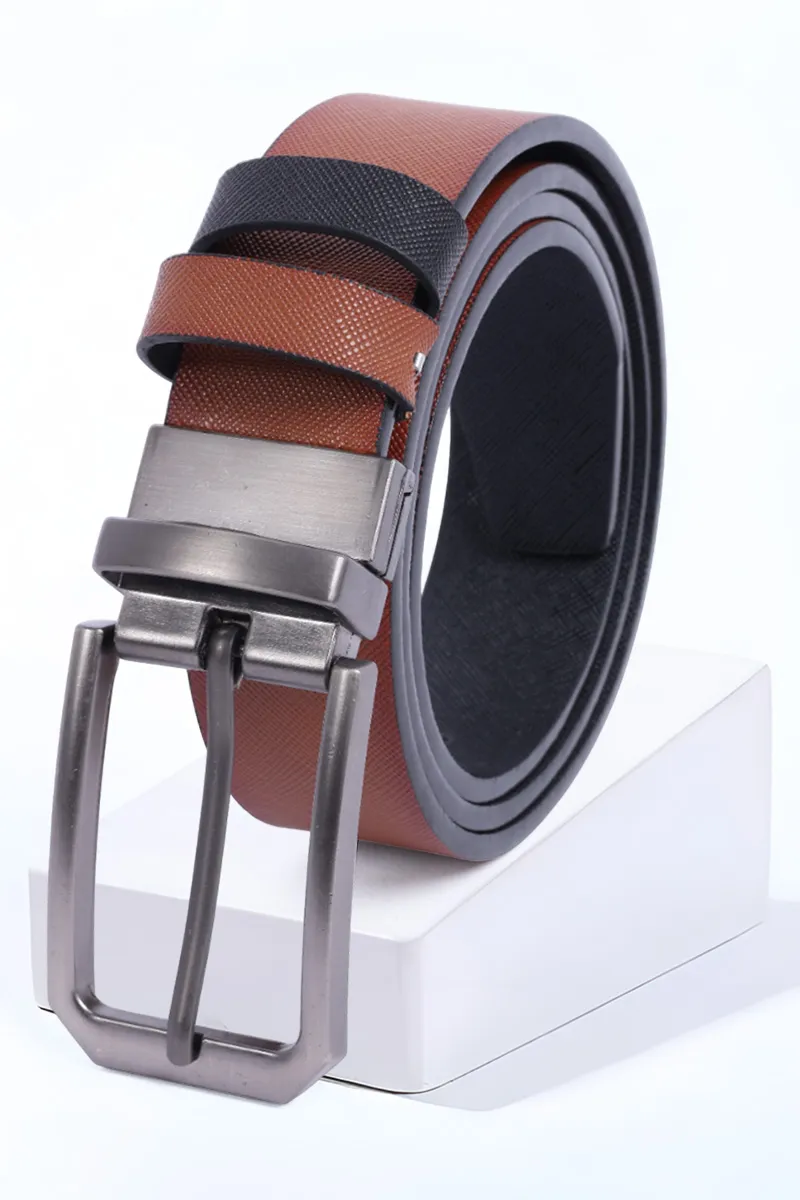 Men's Solid Synthetic Leather Belt CLACC84BRO30