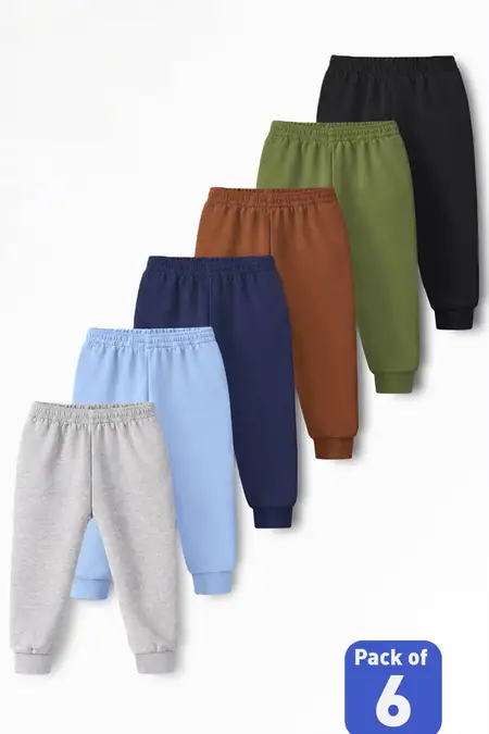 Pack of 6 Solid Joggers Pant for Boys - Multicolor