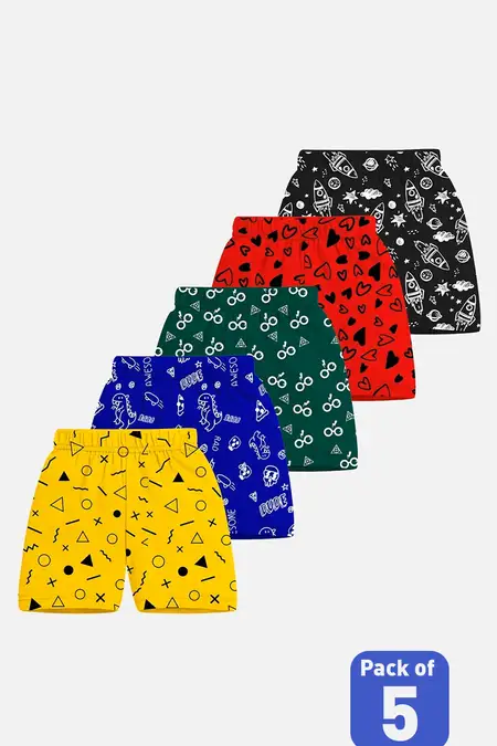 Pack of 5 Printed Shorts for Boys - Multicolor