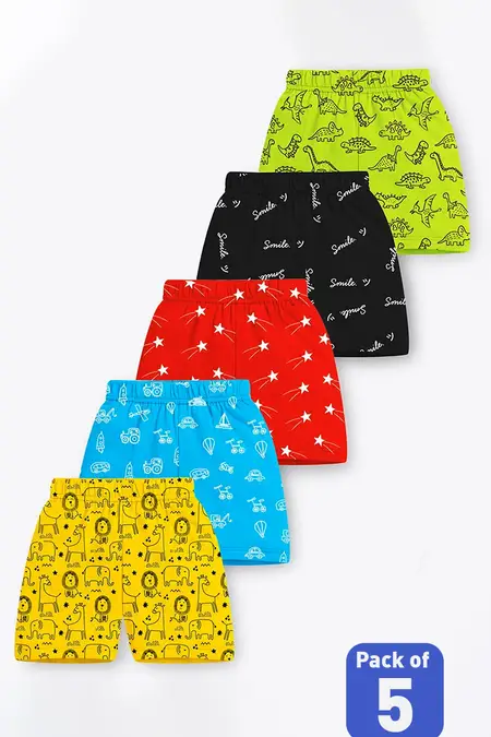 Pack of 5 Printed Shorts for Boys - Multicolor