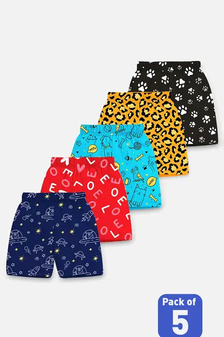 Pack of 5 Graphic Printed Shorts for Boys - Multicolor