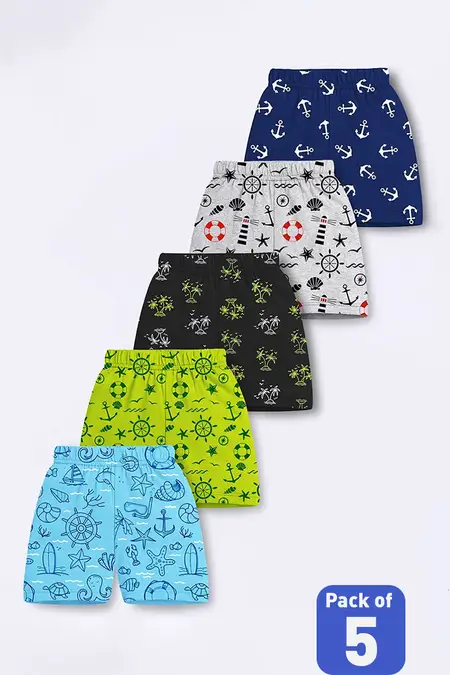 Pack of 5 Printed Shorts for Boys - Multicolor