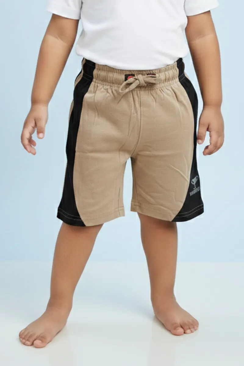 Cotton Color Block Casual Shorts for Boys - Brown CLBBW007BRO67YRS