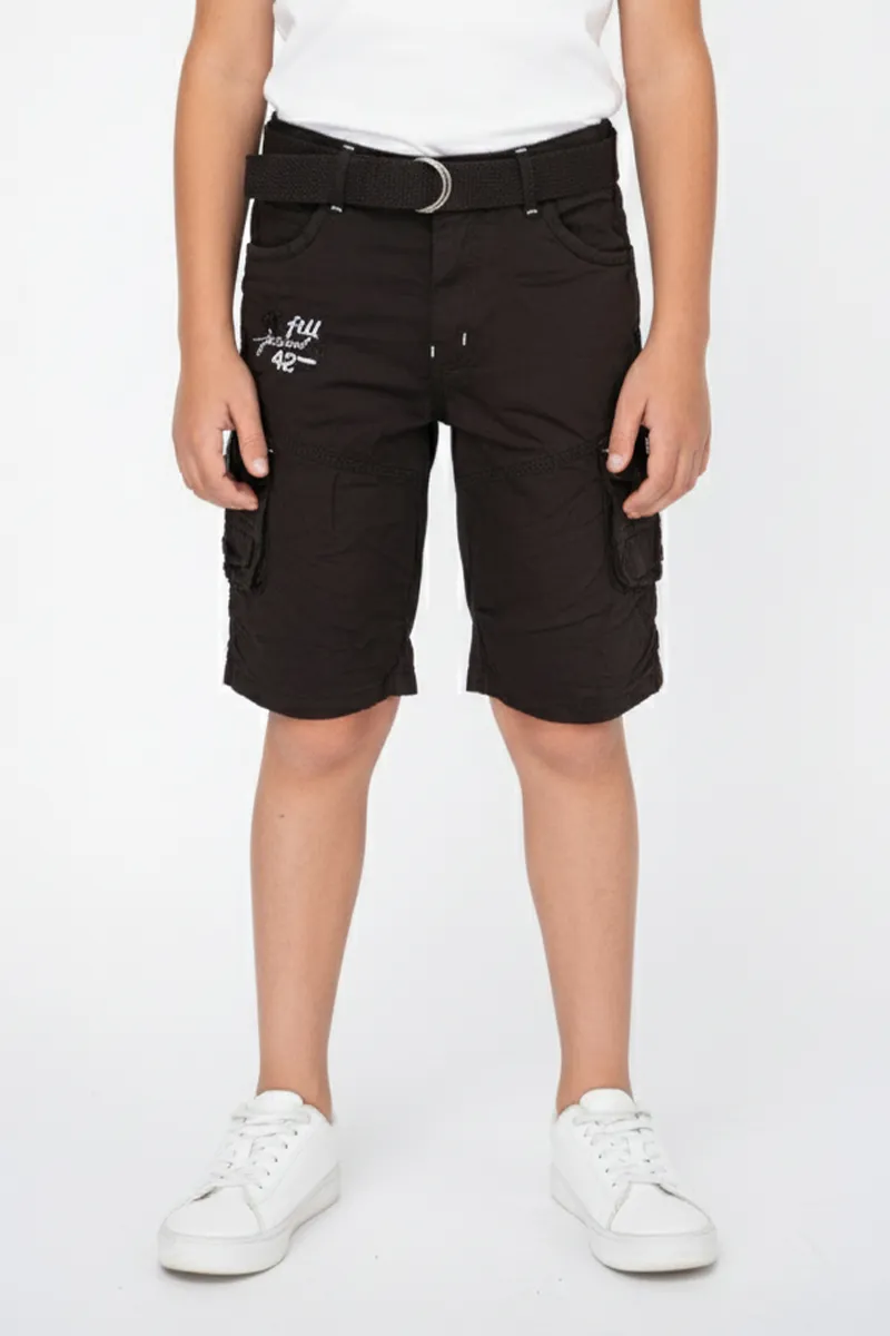 Boy's Cotton Blend Solid Regular Fit Capri Shorts - Dark Brown CLBC001DARBRO1415YR