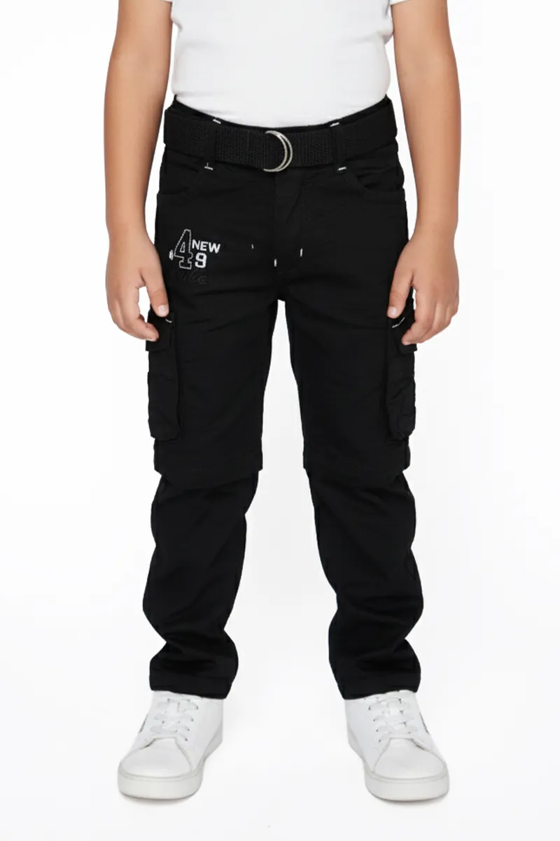 Boy's Cotton Blend Regular Fit 2 in 1 Capri Pant/Shorts - Black CLBCP001BLA67YR