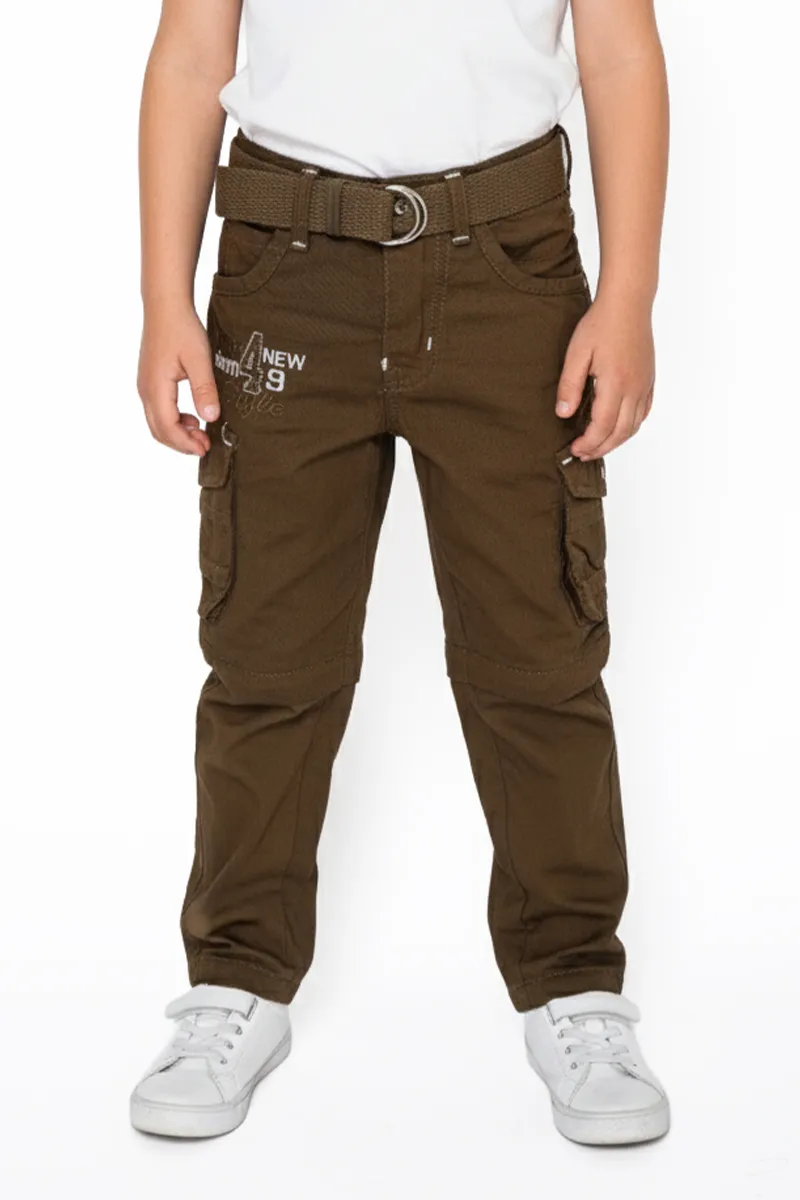 Boy's Cotton Blend Regular Fit 2 in 1 Capri Pant/Shorts - Khaki CLBCP001KHA67YR