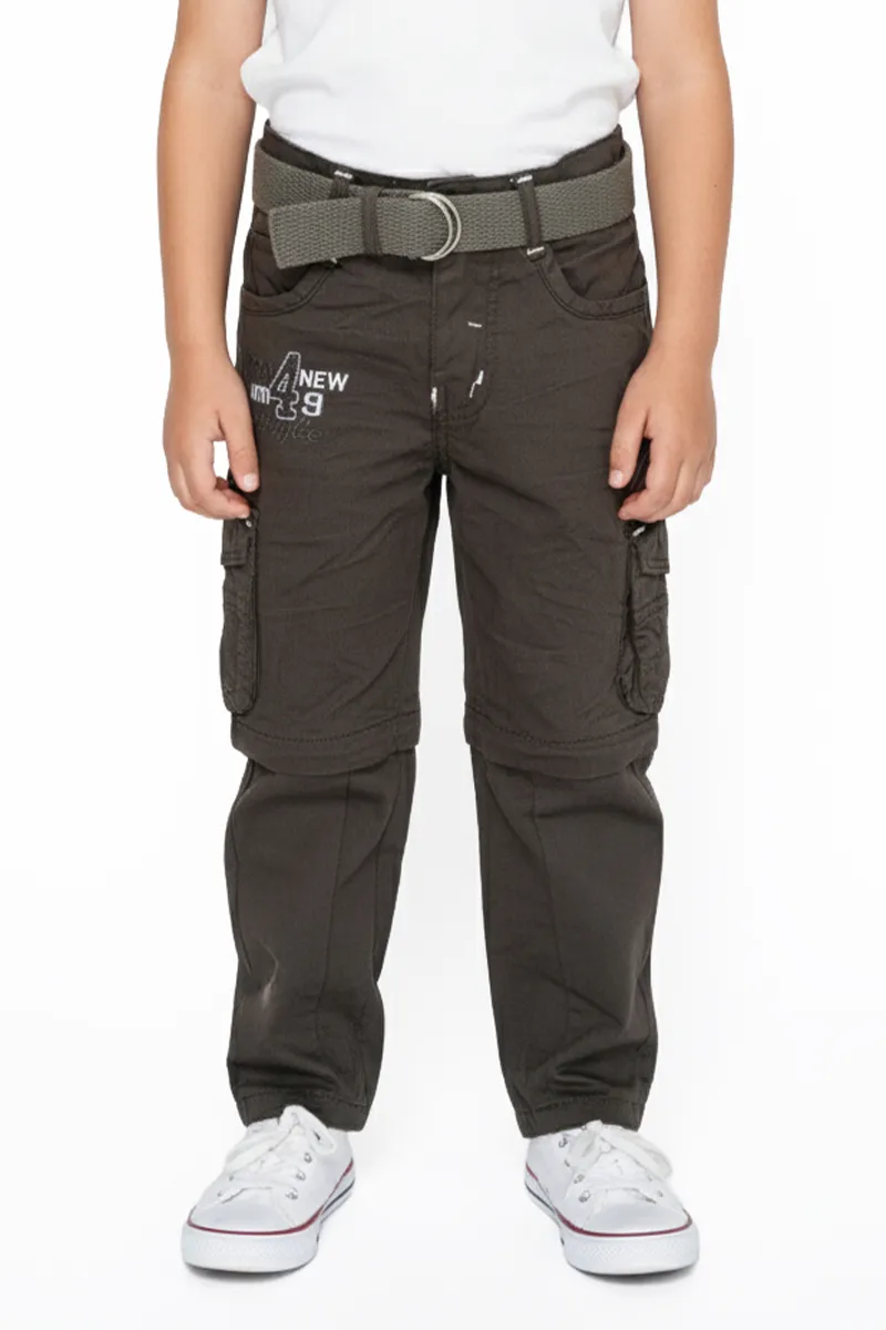 Boy's Cotton Blend Regular Fit 2 in 1 Capri Pant/Shorts - Olive CLBCP001OLI67YR