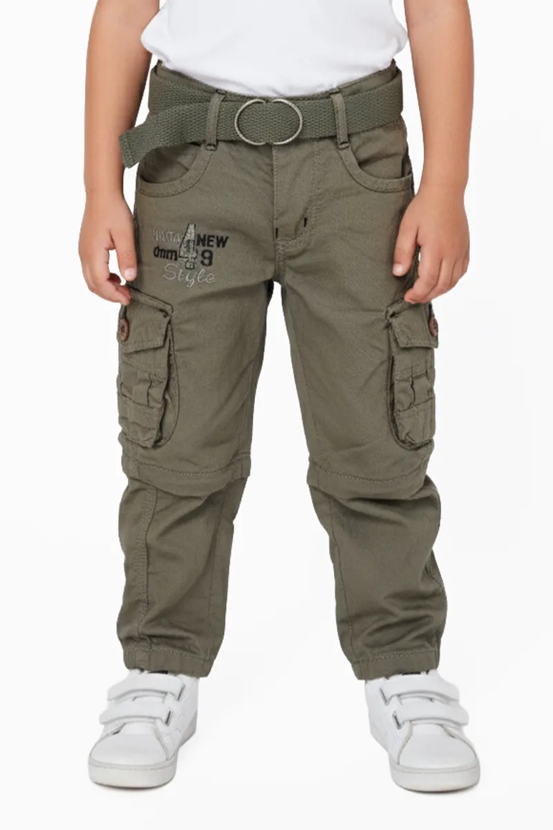 Boy's Cotton Blend Regular Fit 2 in 1 Capri Pant/Shorts - Sage CLBCP001SAG67YR