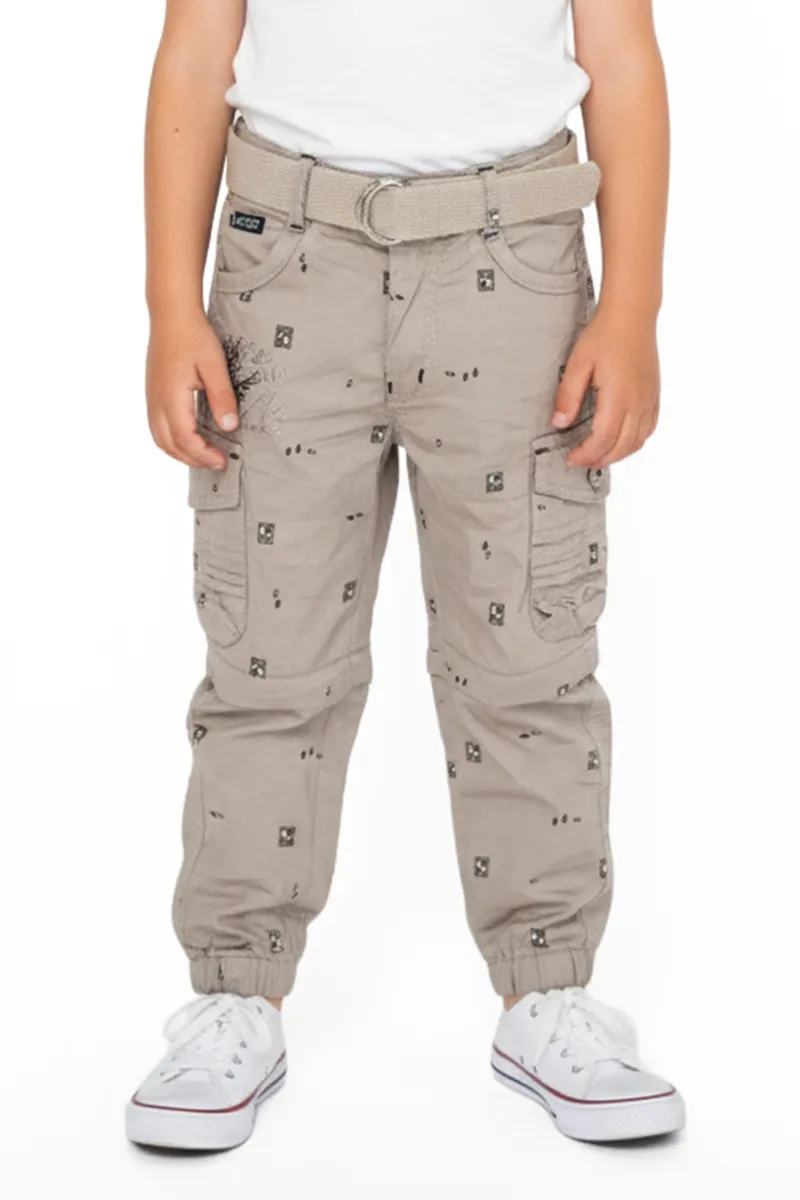 Boy's Cotton Blend Regular Fit 2 in 1 Capri Pant/Shorts - Beige CLBCP003BEI12YR