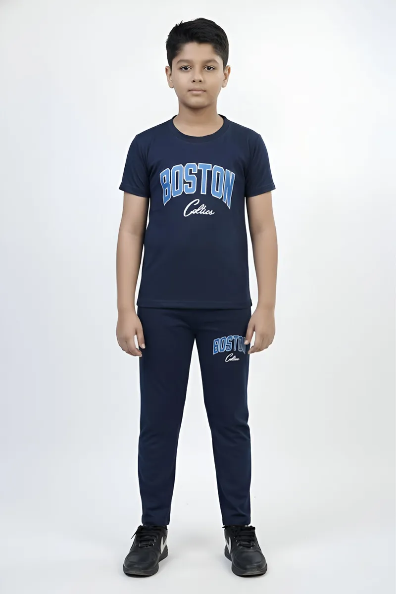 Tencel Printed Pant and T-shirt Set for Boys - Blue