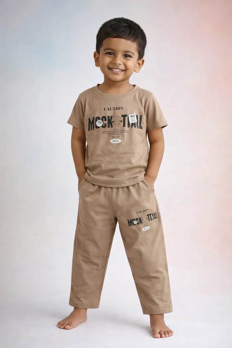 Tencel Printed Capri Pant and T-shirt Set for Boys - Sage CLBCS0018SAG78YR