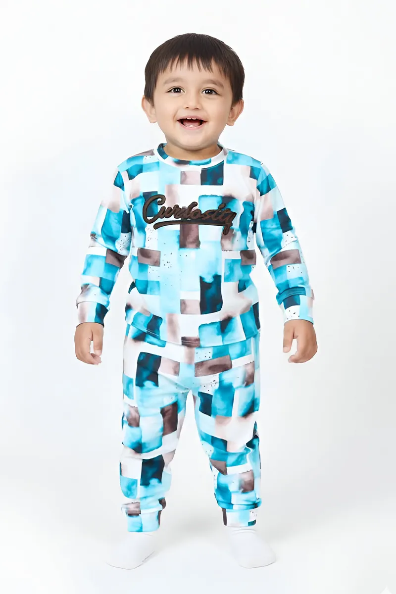 Printed T-Shirt and Pant Set for Baby Boys - Blue