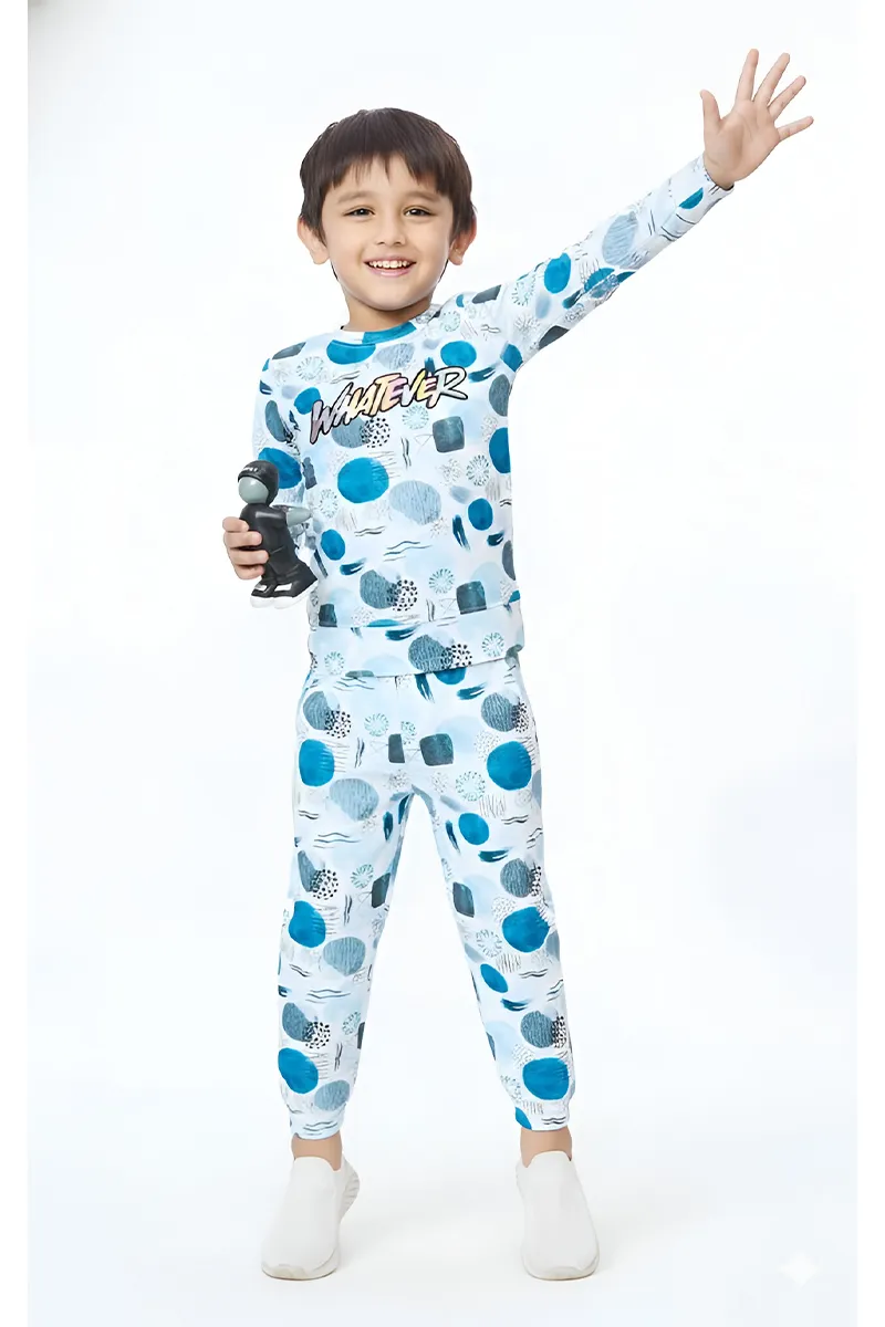 Printed T-Shirt and Pant Set for Boys - Teal