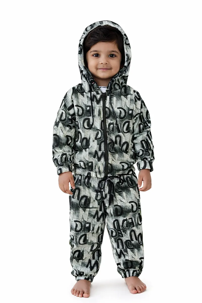 Hooded T-Shirt with Pant Set for Boys - Multicolor