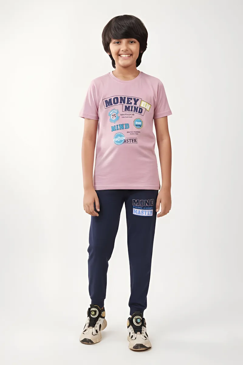 Printed T-Shirt and Pant Set for Boys - Pink - CLBCS0045PIN12YR