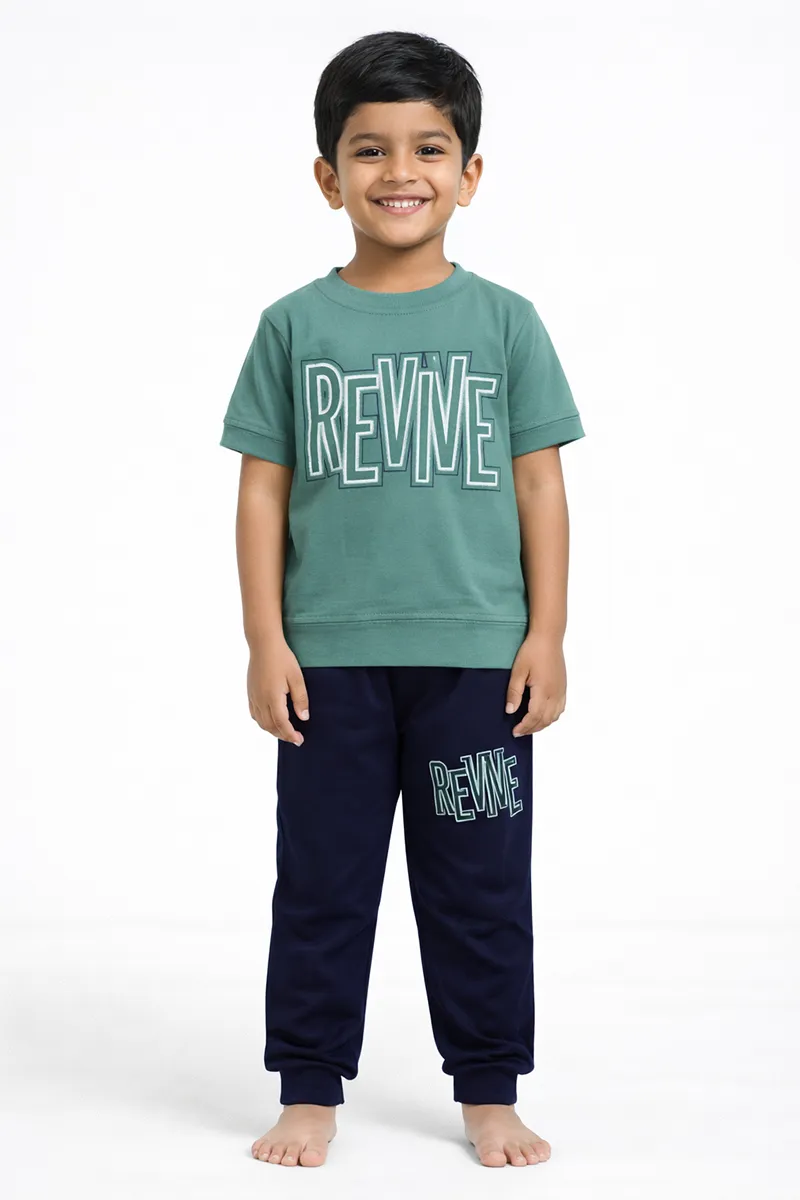 Printed T-Shirt and Pant Set for Boys - Green