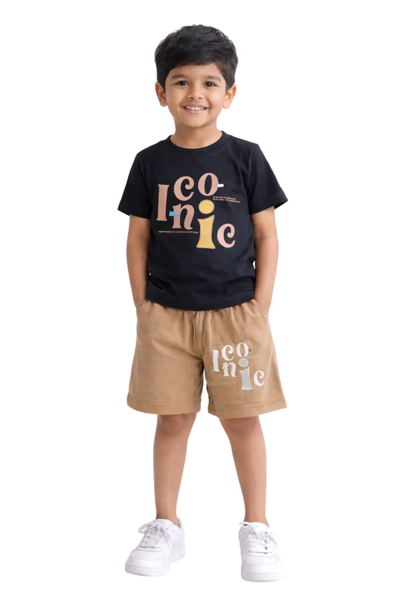 T-Shirt and Shorts Set for Boys - Black CLBCS0065BLA1516