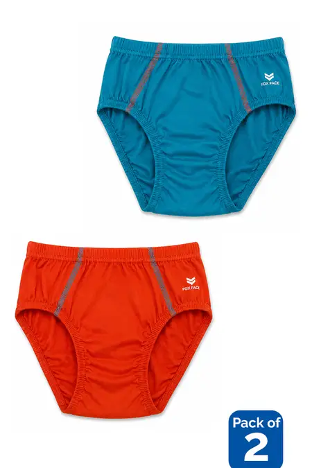 Pack of 2 Assorted Cotton Solid Brief for Boys - Multicolour