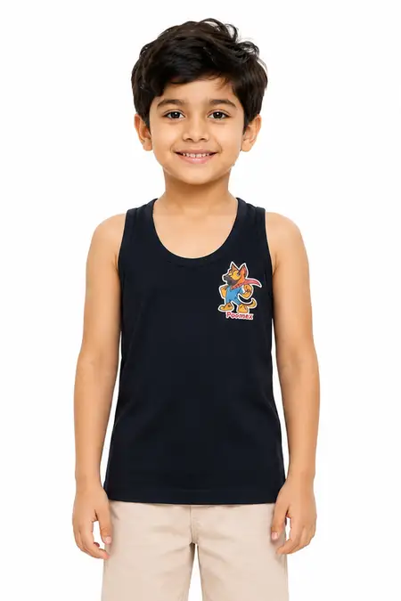 Cotton Solid Vest for Boys - Navy Blue