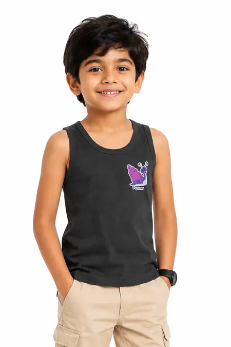 Cotton Solid Vest for Boys - Grey