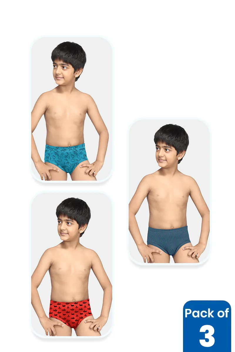 Boys Assorted Pack of 3 Printed Briefs