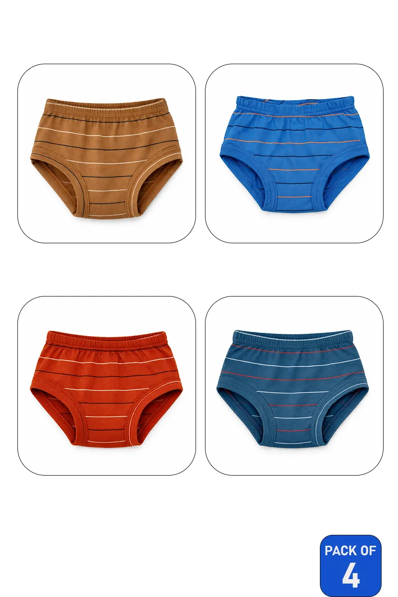 Assorted Pack of 4 Cotton Striped Brief for Boys - Multicolor