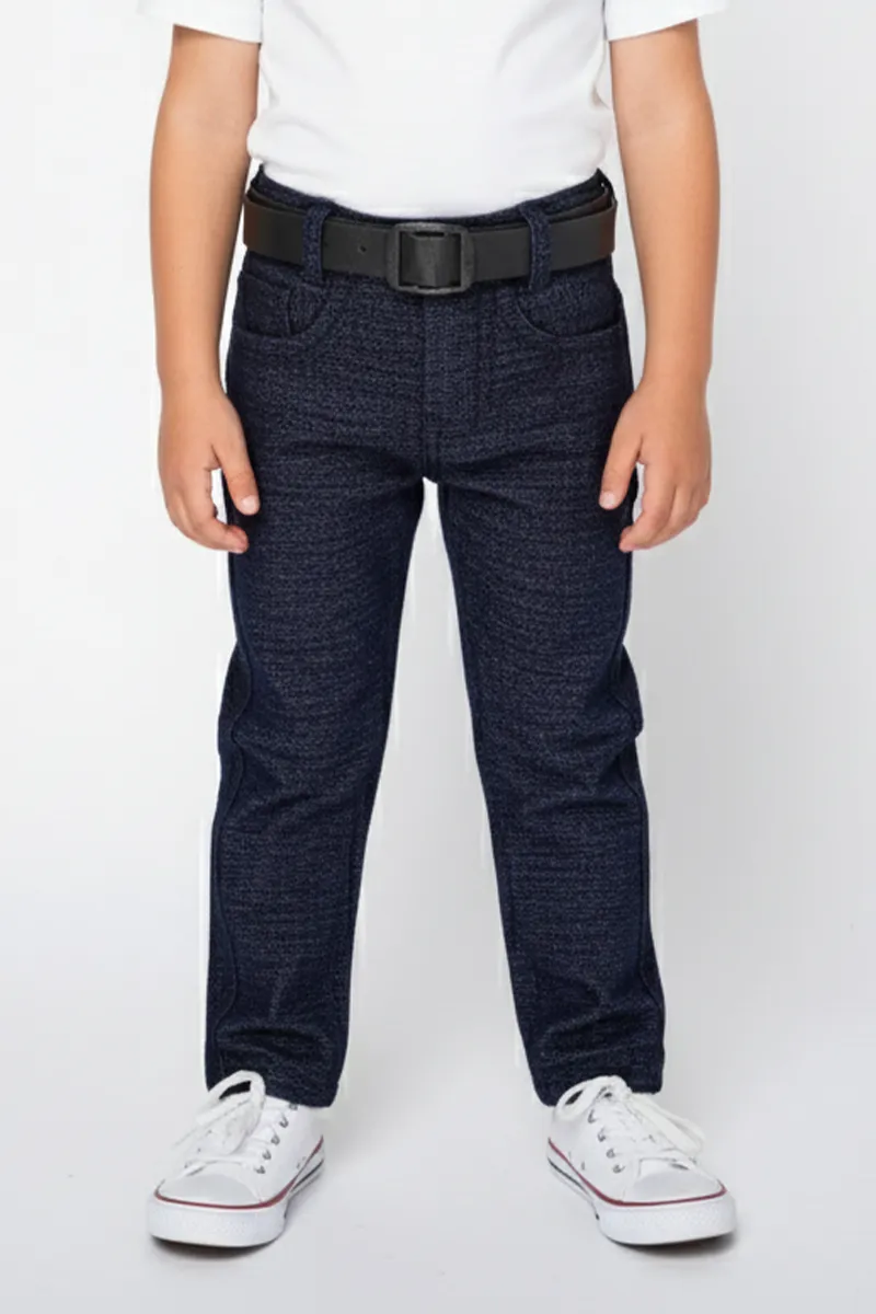 Boy's Cotton Blend Solid Casual Jeans with Belt - Blue CLBJ0015BLU67YR