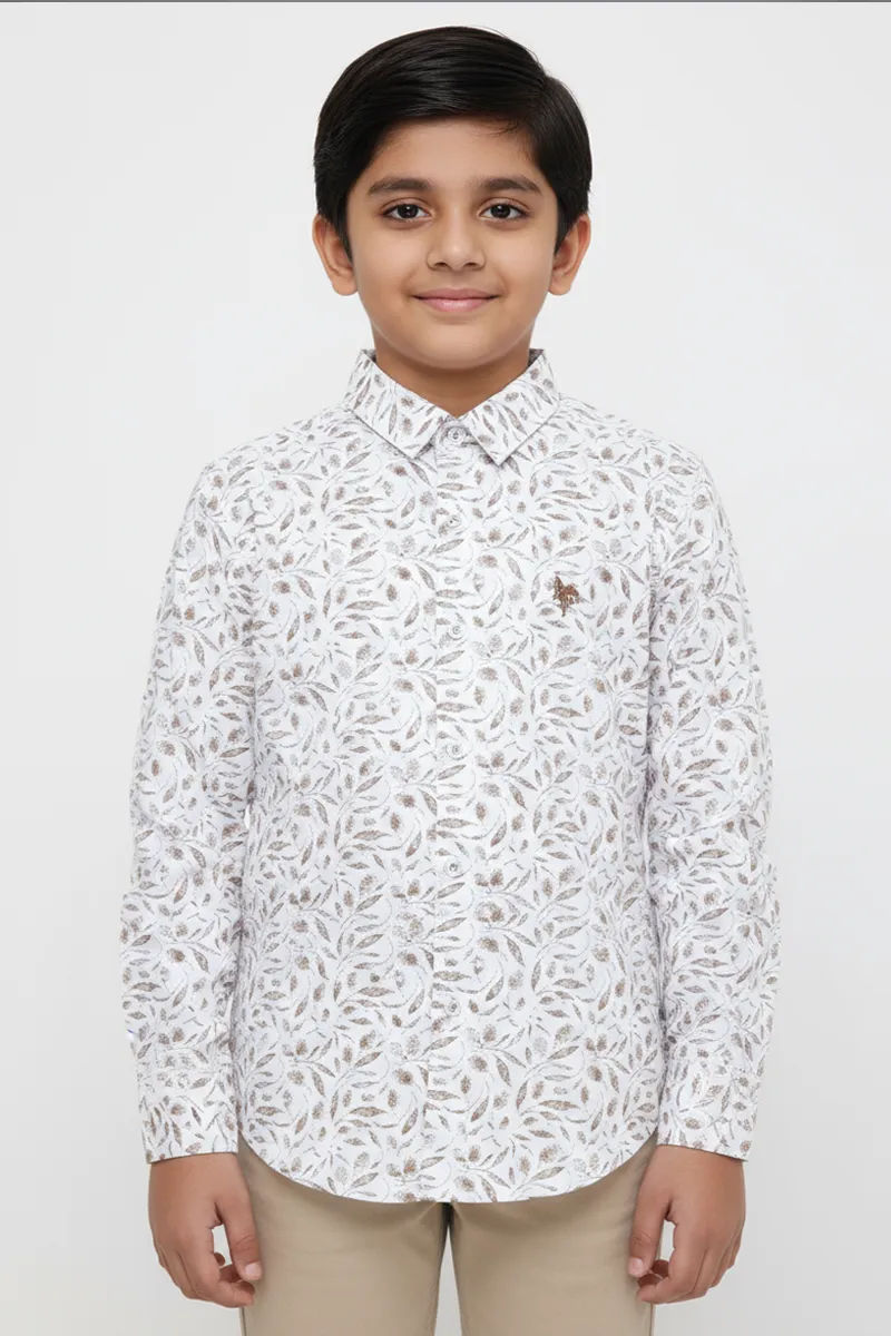 Boy's Cotton Printed Casual Shirt - Brown CLBS0010BRO1011YR