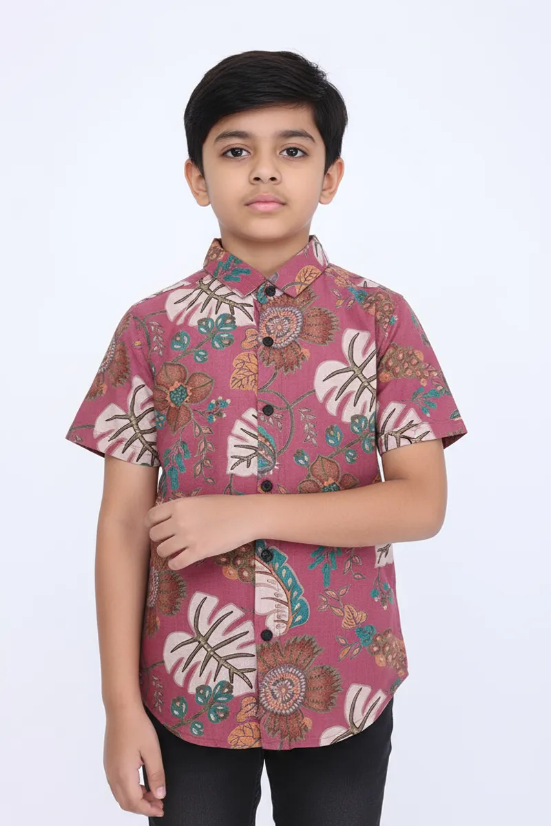 Printed Regular Fit Shirt for Boys - Dusty Pink CLBS0023DUS89YR